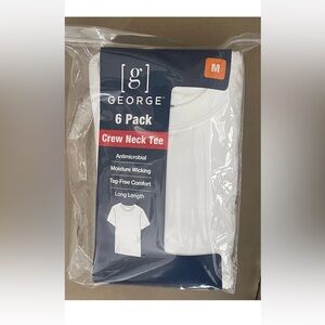 100% cotton M George 6-Pack Crew Neck Tee - White